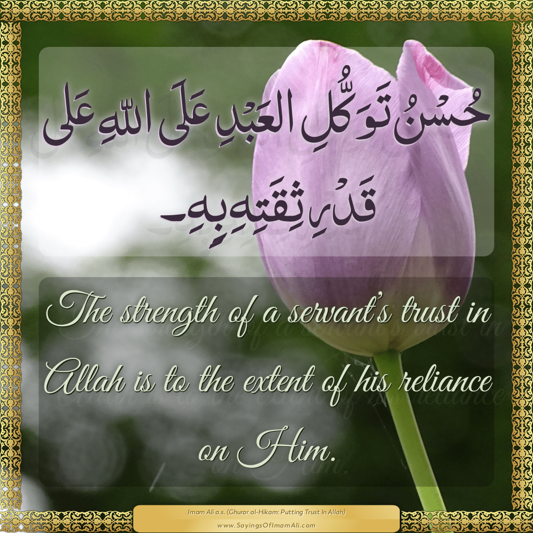 The strength of a servant’s trust in Allah is to the extent of his...